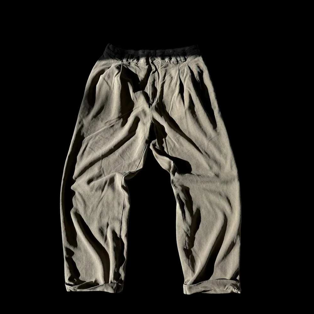 Tommy Bahama Mens 32 100% Silk Pleated Relaxed Fit Trousers Khaki‎ Tan Pants